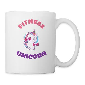 Fitness Unicorn, EInhorn, Magic, Regenbogen, Train - Tasse - Weiß - Rechts