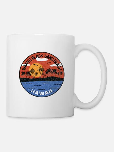 Sonnenuntergang Waipi'O Schwarzer Sandstrand Hawaii - Tasse - Weiß