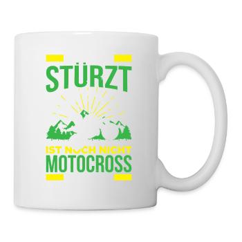 Wer Nie Stürzt Ist Noch Nicht Motocross Gefahren - Tasse - Weiß - Rechts