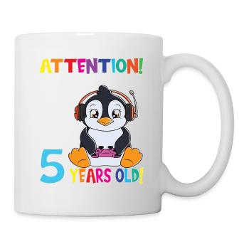 Penguin Birthday I Am Now 5 Years Old - Mug - white - Right