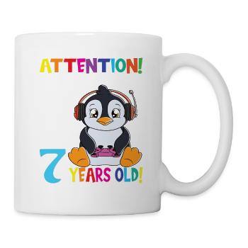 Anniversaire de pingouin J'ai maintenant 7 ans - Mug blanc - blanc - Droite