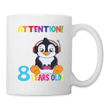 Penguin Birthday I Am Now 8 Years Old - Mug - white - Right