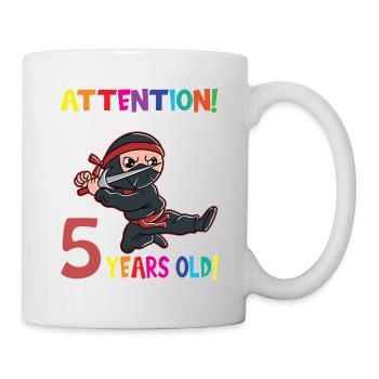 Anniversaire Ninja Boy J'ai maintenant 5 ans - Mug blanc - blanc - Droite