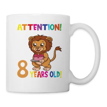 Lion Birthday I Am Now 8 Years Old - Tasse - Weiß - Rechts