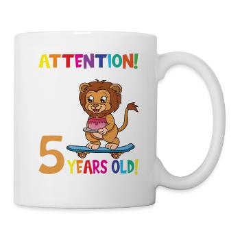 Anniversaire Lion J'ai maintenant 5 ans - Mug blanc - blanc - Droite