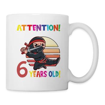 Ninja Boy Birthday I Am Now 6 Years Old - Tasse - Weiß - Rechts