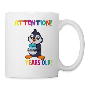 Penguin Birthday I Am Now 8 Years Old - Mug - white - Right