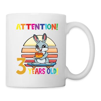 Rabbit Attention I Am Now 3 Years Old - Mug - white - Right