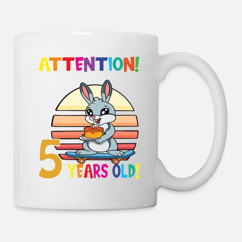 Rabbit Birthday I Am Now 5 Years Old - Mug - white
