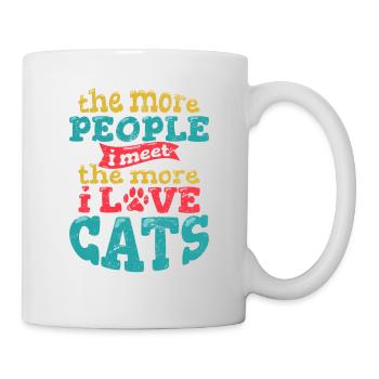 Plus je rencontre de gens, plus j’aime les chats drôles - Mug blanc - blanc - Droite