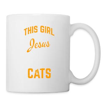 This Girl Runs On Jesus And Cats Funny Cat Lover C - Mug - white - Right