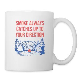 Smoke Always Catches Up Camping Joke Camper Pun - Mug - white - Right