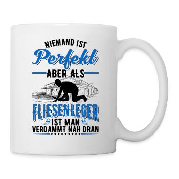 Fliesenleger Geschenk Mosaikleger Fliesen Legen - Tasse - Weiß - Rechts
