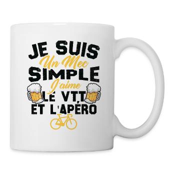 Je suis un mec simple j'aime le VTT et l'apéro - Mug blanc - blanc - Droite