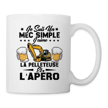 Un Mec Simple J'aime La Pelleteuse Et L'apéro - Mug blanc - blanc - Droite