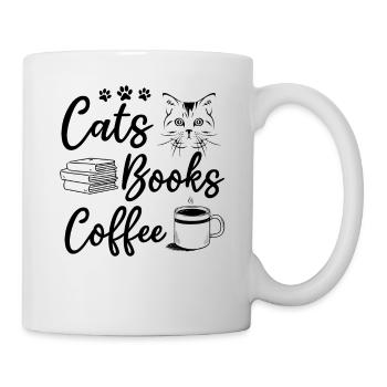 Cats Books Coffee Cat Owner Cat Lover Reading Book - Tasse - Weiß - Rechts