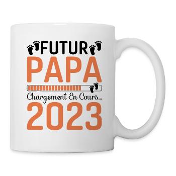 Papa Père Futur Papa 2023 Idée Cadeau Dad - Mug blanc - blanc - Droite