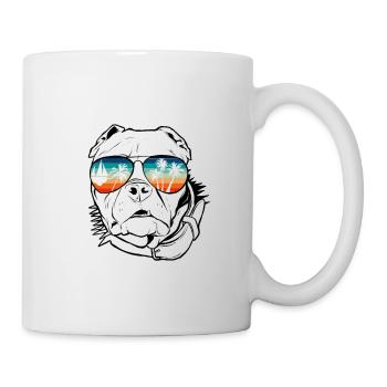 Hund mit cooler Sonnen Brille für Urlauber - Tasse - Weiß - Rechts