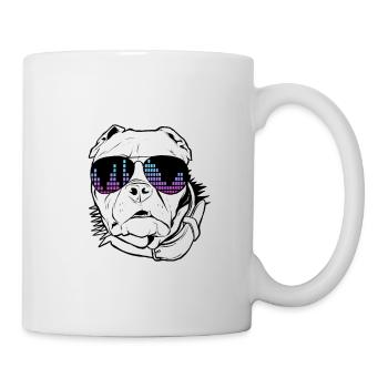 Chien avec des écouteurs et des lunettes de musique cool - Mug blanc - blanc - Droite