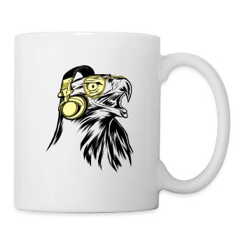Eagle avec des écouteurs et des lunettes de soleil cool - Mug blanc - blanc - Droite