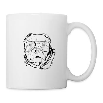 Chien avec des écouteurs et des lunettes de musique cool - Mug blanc - blanc - Droite