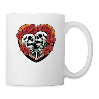 True Love Last Gothic Bones Skeleton Roses Death - Mug - white - Right