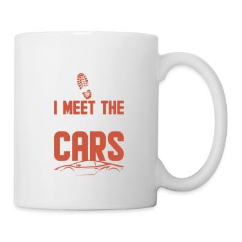 Plus je rencontre de gens, plus j’aime les voitures drôles - Mug blanc - blanc - Droite