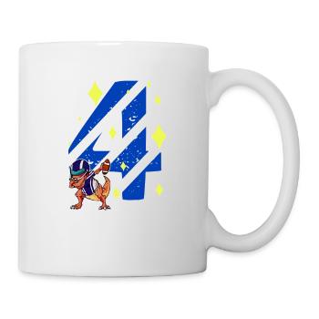 4 Jahre alt Dino American Football 4. B-Day Dab - Tasse - Weiß - Rechts