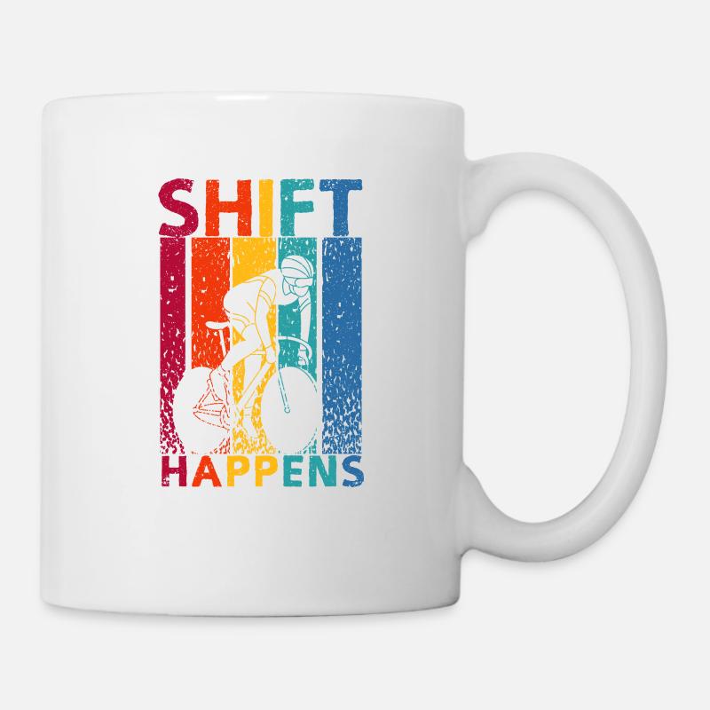Shift Happens Mountain Biking Bike Cyclist - Mug - white