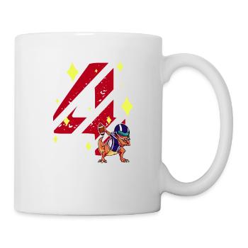 4 Jahre alter Dino American Football 4. Geburtstag - Tasse - Weiß - Rechts