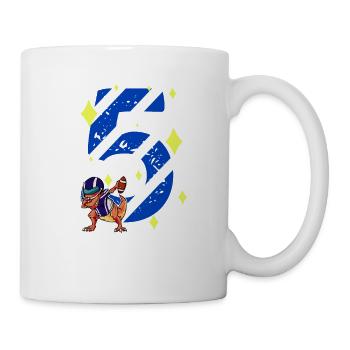 5 Jahre alter Dino American Football 5. Geburtstag - Tasse - Weiß - Rechts
