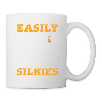 Easily Distracted By Silkies Funny Fluffy Silky Ch - Mug - white - Right