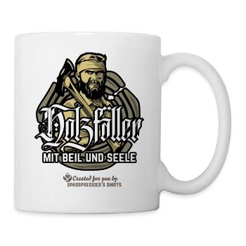 Holzfäller mit Beil und Seele - Tasse - Weiß - Rechts