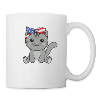 4 juillet chat américain pour enfants mignon chat américain - Mug blanc - blanc - Droite