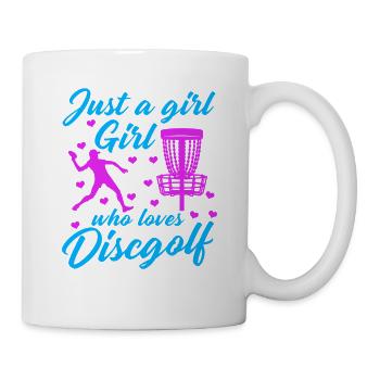 Mädchen, Das Disc Golf Vintage Ultimate Frisbee - Tasse - Weiß - Rechts