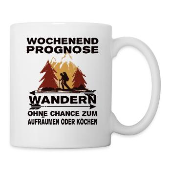 Wochenend Prognose Wandern Outdoor Berge - Tasse - Weiß - Rechts