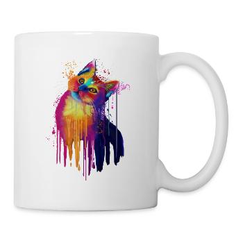 Bunte Katze - Tasse - Weiß - Rechts