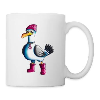 Plattdeutsche Möwe Moin Spruch Nordsee Liebhaber - Tasse - Weiß - Rechts