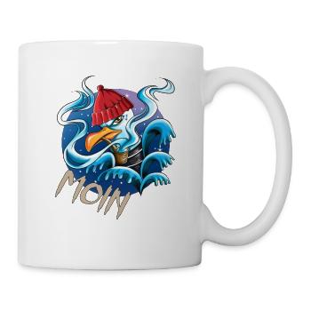 Plattdeutsche Möwe Moin Spruch Nordsee Liebhaber - Tasse - Weiß - Rechts