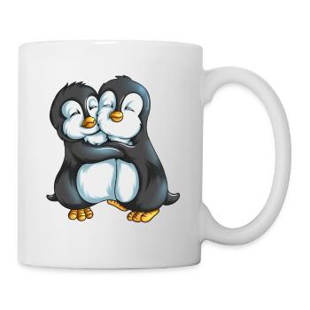 Deux manchots empereurs câlins de Nouvelle-Zélande - Mug blanc - blanc - Droite