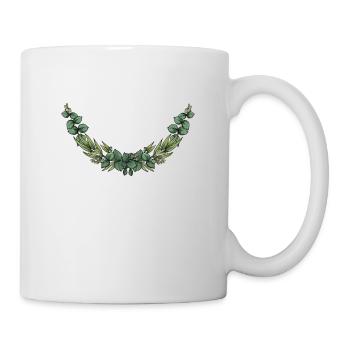 Eukalyptus Blumenkranz I Team Braut Hochzeit Boho - Tasse - Weiß - Rechts