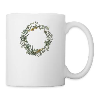 Team Braut I Blumenkranz Hochzeit Boho Stil - Tasse - Weiß - Rechts
