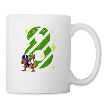 8 Jahre alt Dino American Football 8. B-Day Dab - Tasse - Weiß - Rechts