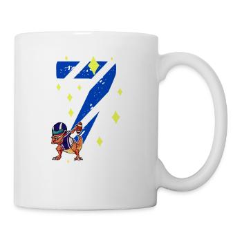 7 Jahre alt Dino American Football 7. B-Day Dab - Tasse - Weiß - Rechts