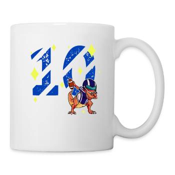 10 Jahre alter Dino American Football 10. Geburtstag - Tasse - Weiß - Rechts
