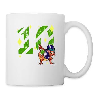 10 Jahre alter Dino American Football 10. B-day Dab - Tasse - Weiß - Rechts