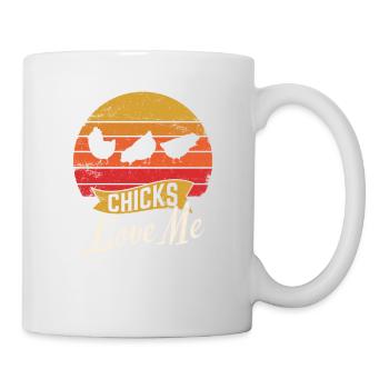 Les poussins m’aiment Le poulet aime l’élevage de poulets - Mug blanc - blanc - Droite