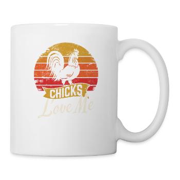 Les poussins m’aiment Le poulet aime l’élevage de poulets - Mug blanc - blanc - Droite