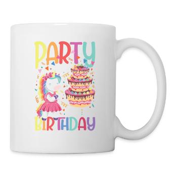 Einhorn Geburtstagskuchen mit Kerze - Tasse - Weiß - Rechts