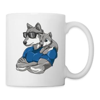 Starker Wolf mit Wolfs Kind für einen Wolf - Tasse - Weiß - Rechts